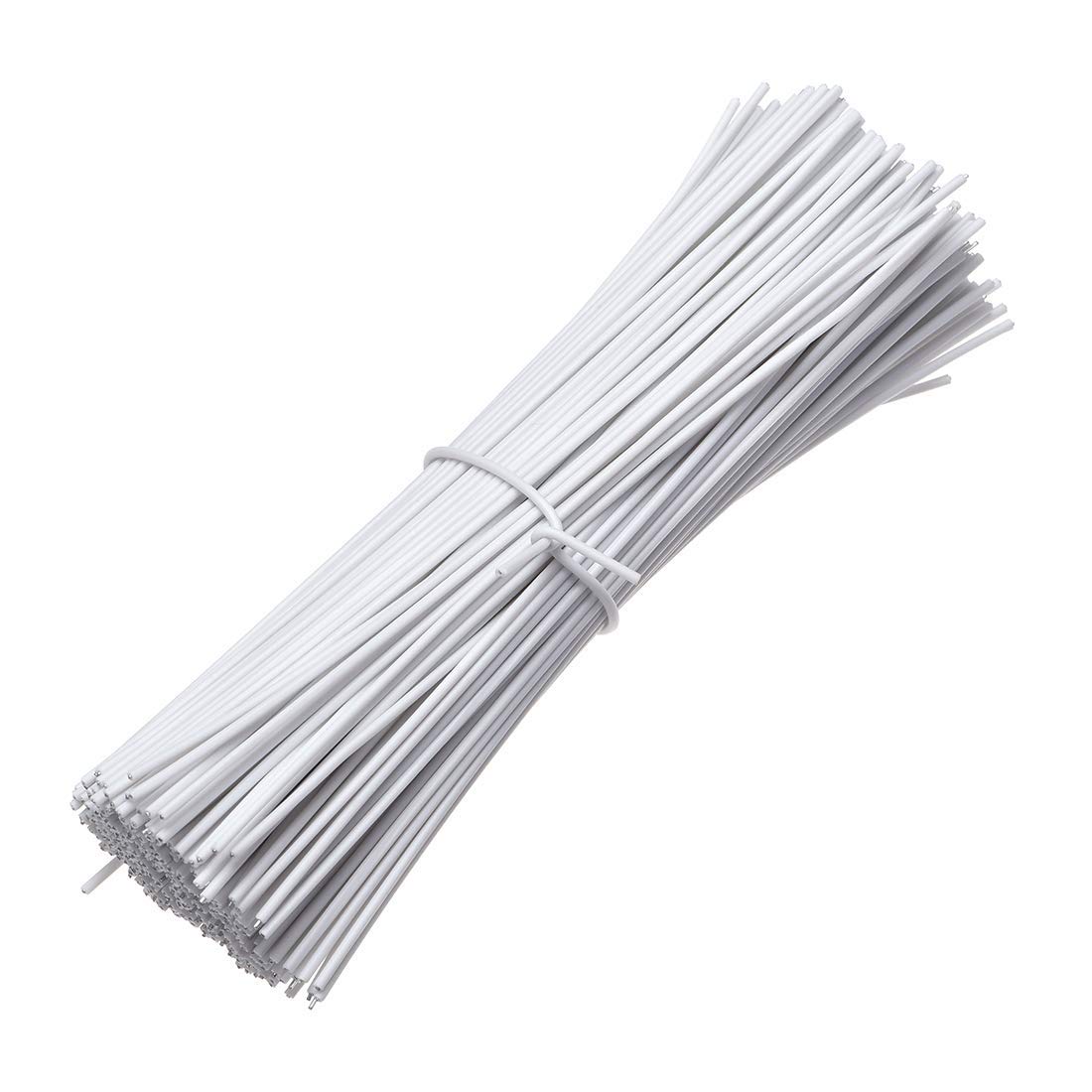 Twist tie plastic white with single wire insert 150mm 6 inch