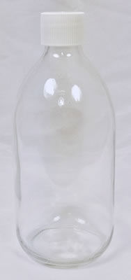 White flint alpha sirop bottle with fitted 28mm white polypropylene cap with epe liner, 100ml