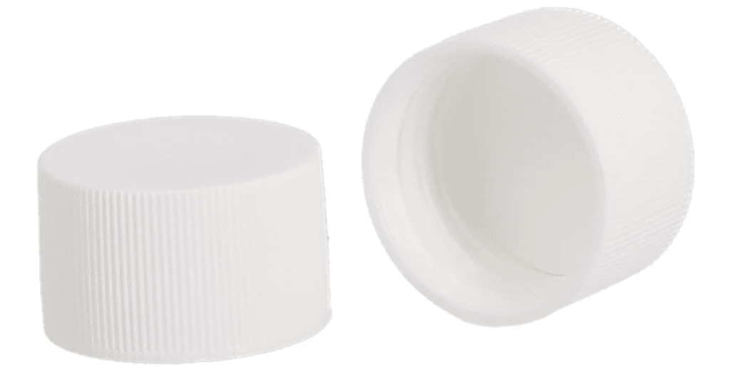 Cap 28mm White Ribbed Polypropylene with EPE Liner