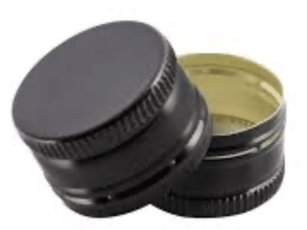 Caps aluminium R3/28 with fitted 2.5mm black synthetic rubber liners