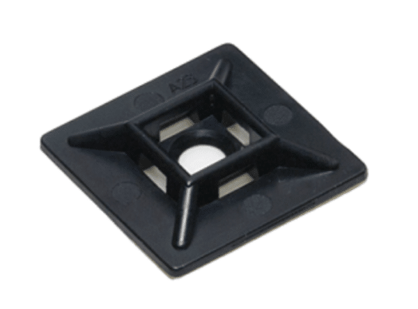 CNK-540-010T black plastic cable tie mount with central screw hole, designed for securing cables or tubing in laboratory and industrial settings.