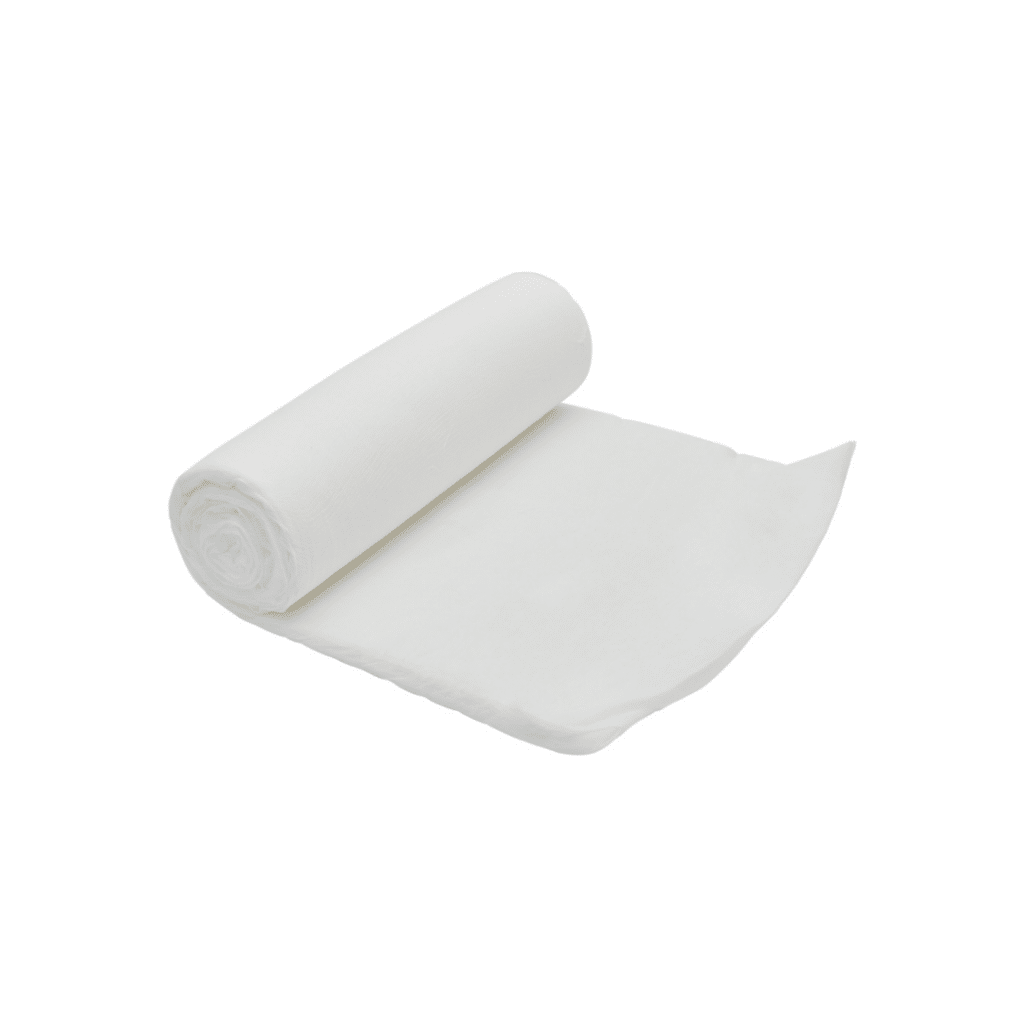 CTC-230-020P white absorbent cotton roll partially unrolled, suitable for laboratory, medical, and packaging applications.