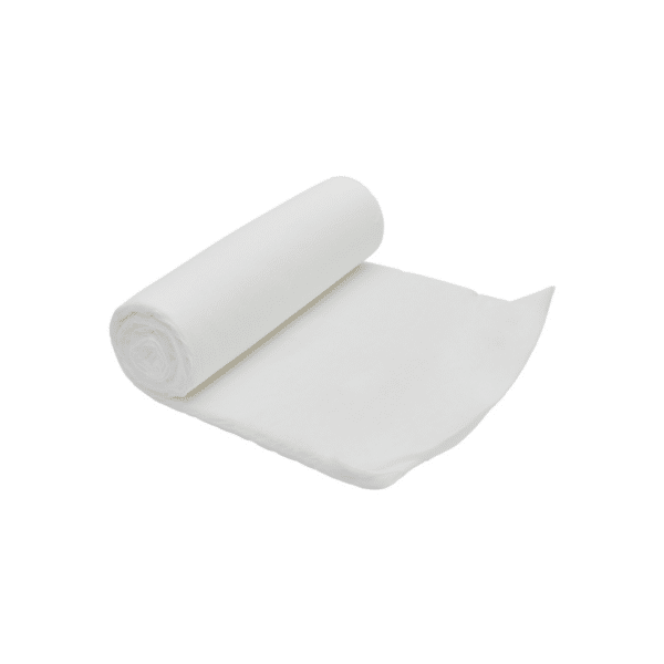 CTC-230-020P white absorbent cotton roll partially unrolled, suitable for laboratory, medical, and packaging applications.