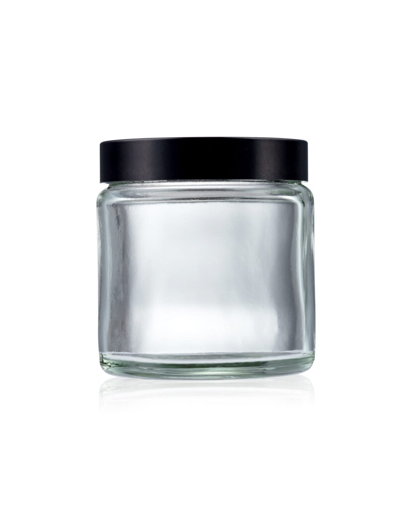 White Flint Ointment Jar with Fitted Black Urea Cap and Woodpulp P.V.D.C Liner